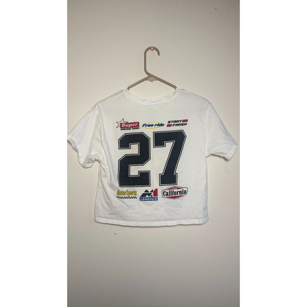 Y2K California Racing 27 Women's Small Crop T Shirt Motorsports Graphic Baby Tee